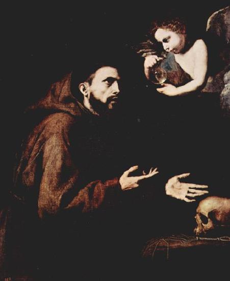 Jose de Ribera Franz von Assisi und der Engel mit der Wasserflasche oil painting image